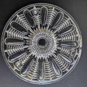 Cake Stand Low Footed Fancy Heavy Glass Serving Platter 12" Vintage Cottagecore
